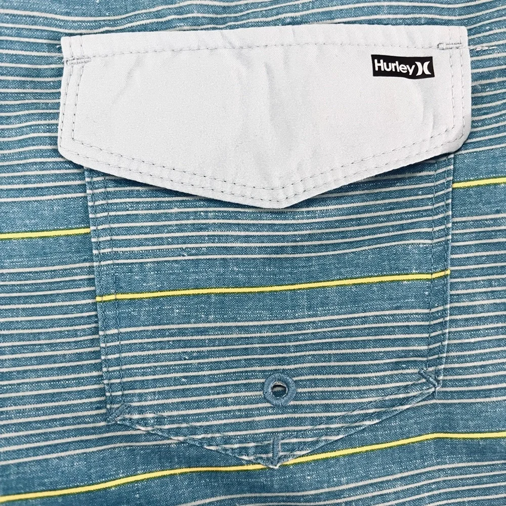Hurley Indo Blue Striped Board Shorts Swim Trunks Boys Size 10/25